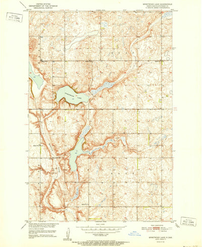 United States Geological Survey Spiritwood Lake, ND (1951, 24000-Scale) digital map