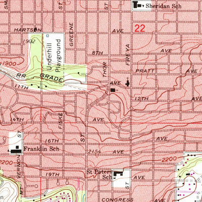 United States Geological Survey Spokane NE, WA (1973, 24000-Scale) digital map