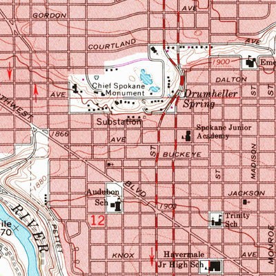 United States Geological Survey Spokane NW, WA (1974, 24000-Scale) digital map