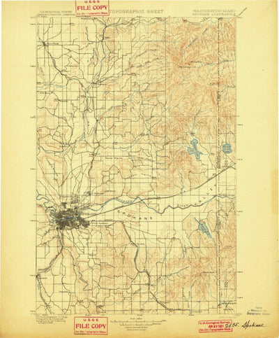 United States Geological Survey Spokane, WA-ID (1901, 125000-Scale) digital map