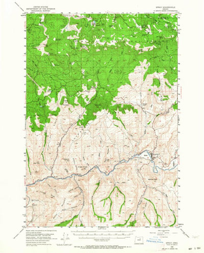 United States Geological Survey Spray, OR (1953, 62500-Scale) digital map