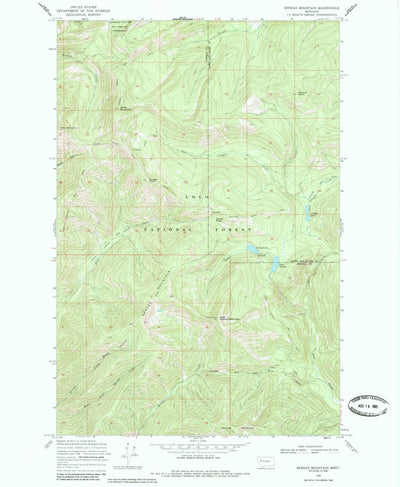United States Geological Survey Spread Mountain, MT (1968, 24000-Scale) digital map