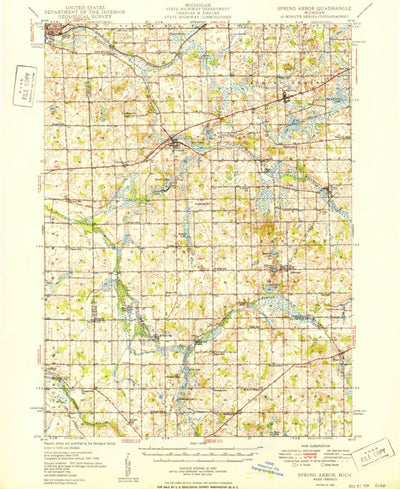 United States Geological Survey Spring Arbor, MI (1949, 62500-Scale) digital map
