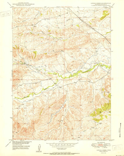 United States Geological Survey Spring Creek, WY (1950, 24000-Scale) digital map