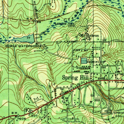 United States Geological Survey Spring Hill, AL (1943, 31680-Scale) digital map