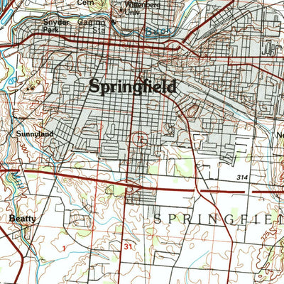 United States Geological Survey Springfield, OH (1986, 100000-Scale) digital map