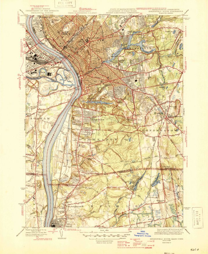 Springfield South, MA-CT (1946, 31680-Scale) Map by United States ...