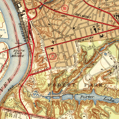 United States Geological Survey Springfield South, MA-CT (1946, 31680-Scale) digital map