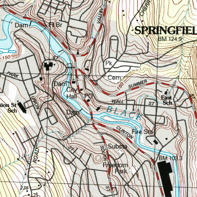 United States Geological Survey Springfield, VT-NH (1998, 24000-Scale) digital map