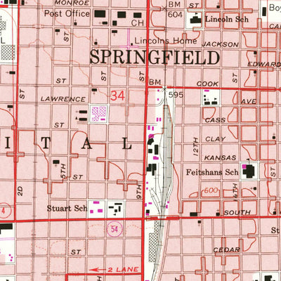 United States Geological Survey Springfield West, IL (1965, 24000-Scale) digital map