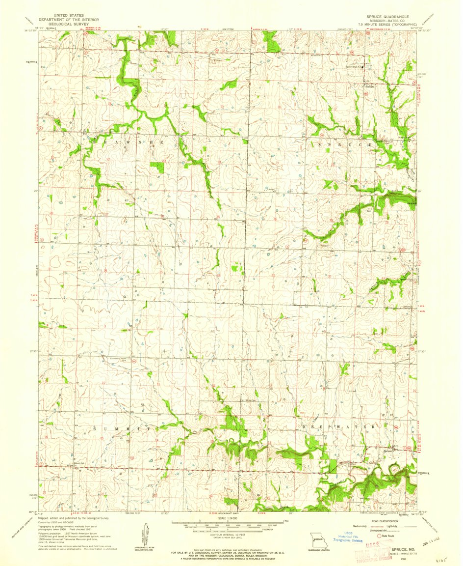 Spruce, MO (1961, 24000-Scale) Map by United States Geological Survey ...