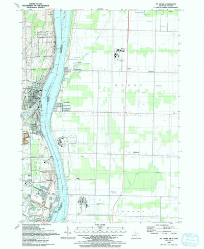 United States Geological Survey St. Clair, MI (1991, 24000-Scale) digital map