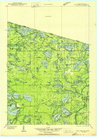 United States Geological Survey Star Lake, WI-MI (1950, 48000-Scale) digital map