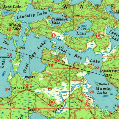United States Geological Survey Star Lake, WI-MI (1955, 62500-Scale) digital map