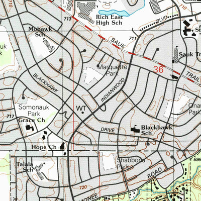 United States Geological Survey Steger, IL (1990, 24000-Scale) digital map