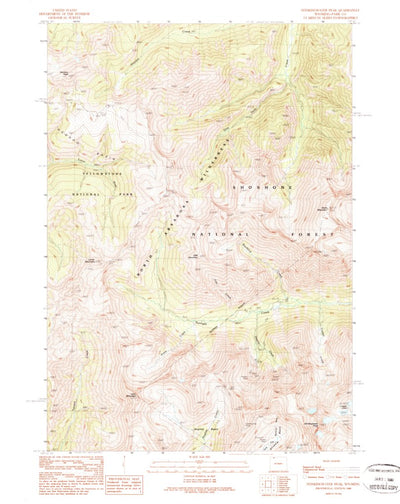 United States Geological Survey Stinkingwater Peak, WY (1989, 24000-Scale) digital map