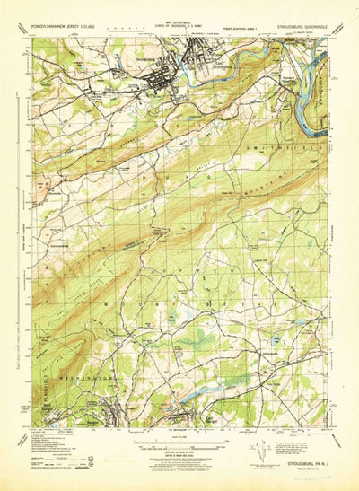 United States Geological Survey Stroudsburg, PA-NJ (1943, 31680-Scale) digital map