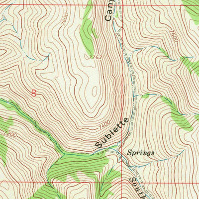 United States Geological Survey Sublette Canyon, WY (1967, 24000-Scale) digital map