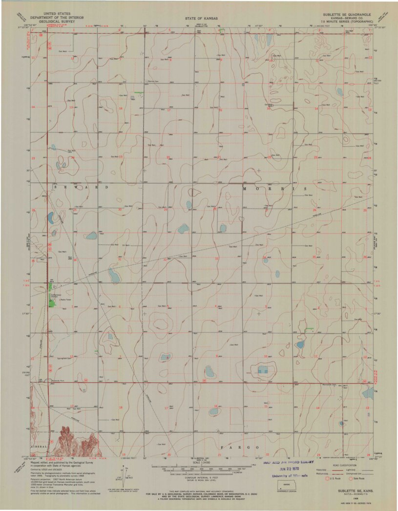 Sublette SE, KS (1968, 24000Scale) Map by United States Geological Survey Avenza Maps