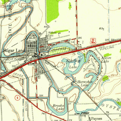 United States Geological Survey Sugar Land, TX (1955, 62500-Scale) digital map