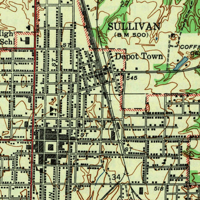 United States Geological Survey Sullivan, IN (1943, 24000-Scale) digital map