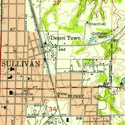 United States Geological Survey Sullivan, IN (1956, 24000-Scale) digital map