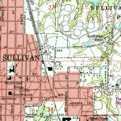 United States Geological Survey Sullivan, IN (1974, 24000-Scale) digital map