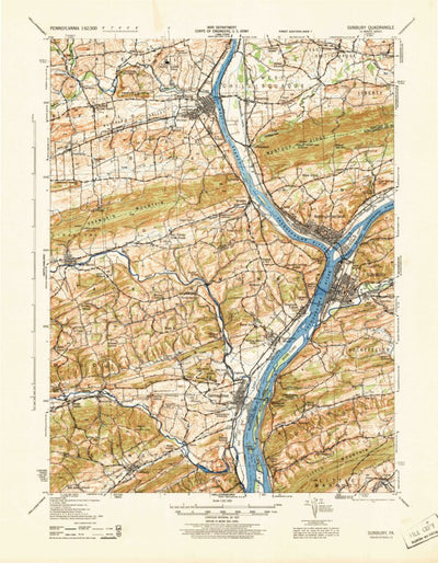 United States Geological Survey Sunbury, PA (1943, 62500-Scale) digital map