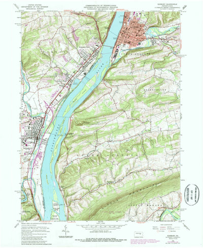 United States Geological Survey Sunbury, PA (1965, 24000-Scale) digital map