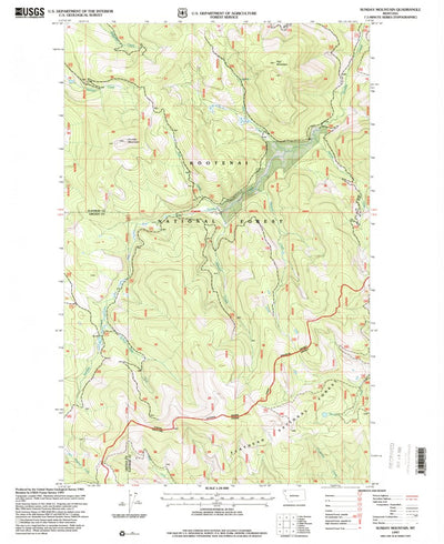 United States Geological Survey Sunday Mountain, MT (1997, 24000-Scale) digital map
