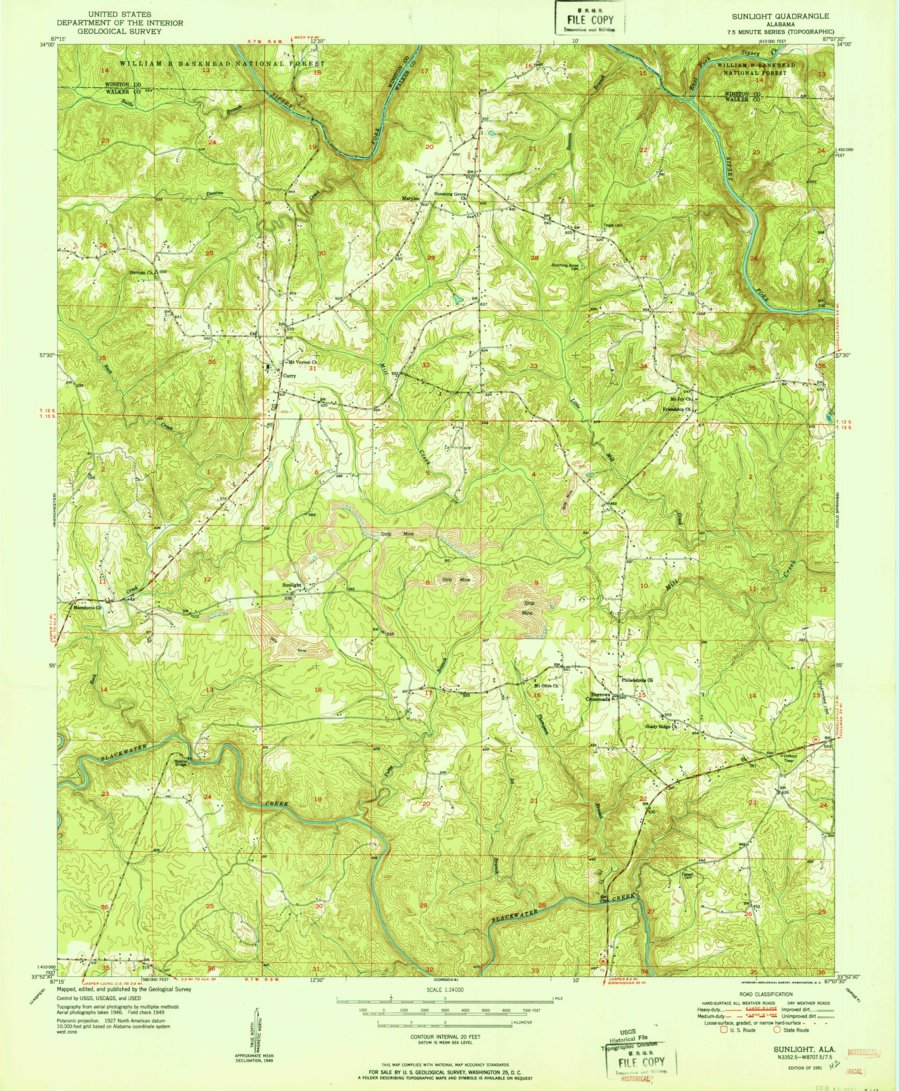 Sunlight, AL (1951, 24000-Scale) Map by United States Geological Survey ...