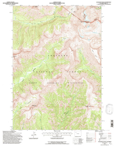 United States Geological Survey Sunlight Peak, WY (1991, 24000-Scale) digital map