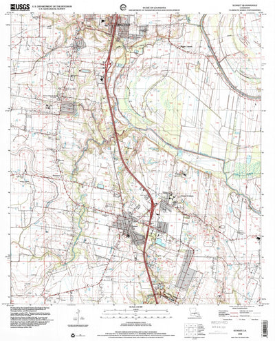 United States Geological Survey Sunset, LA (1998, 24000-Scale) digital map