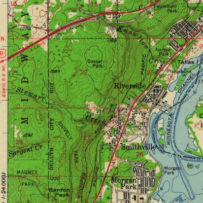 United States Geological Survey Superior, MN-WI (1954, 62500-Scale) digital map