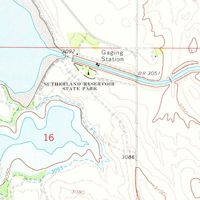 United States Geological Survey Sutherland Reservoir East, NE (1971, 24000-Scale) digital map