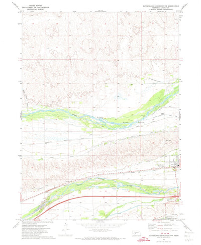 United States Geological Survey Sutherland Reservoir NW, NE (1971, 24000-Scale) digital map
