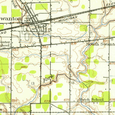 United States Geological Survey Swanton, OH-MI (1911, 62500-Scale) digital map