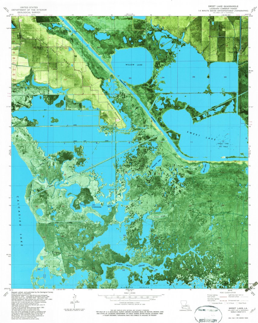 Sweet Lake, LA (1982, 24000-Scale) Map by United States Geological