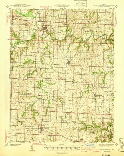 United States Geological Survey Sweet Springs, MO (1941, 62500-Scale) digital map