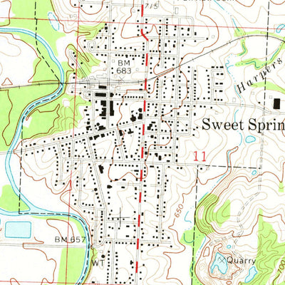 United States Geological Survey Sweet Springs, MO (1973, 24000-Scale) digital map