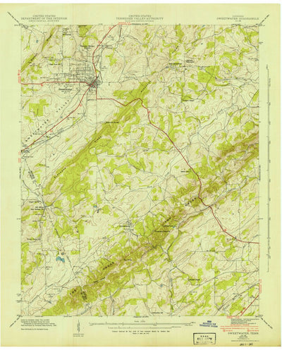 United States Geological Survey Sweetwater, TN (1942, 24000-Scale) digital map