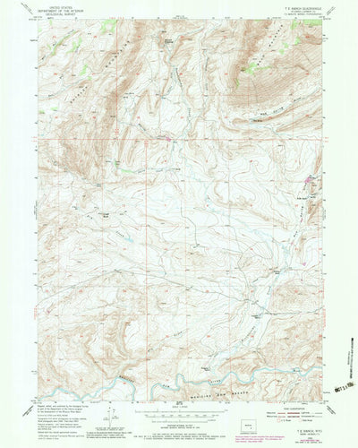 United States Geological Survey T E Ranch, WY (1953, 24000-Scale) digital map