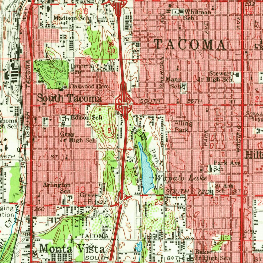 Sloth Racoma Tacoma South, WA (1961, 62500-Scale) Map by United States Geological ...