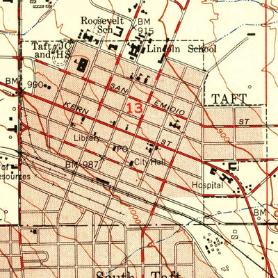 United States Geological Survey Taft, CA (1951, 24000-Scale) digital map