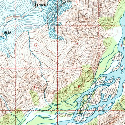 United States Geological Survey Taku River A-5, AK (1996, 63360-Scale) digital map