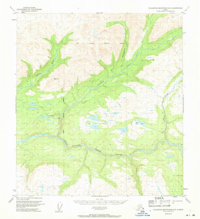 United States Geological Survey Talkeetna Mountains D-5, AK (1950, 63360-Scale) digital map