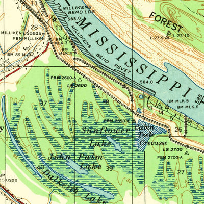 United States Geological Survey Talla Bena, LA-MS (1939, 62500-Scale) digital map