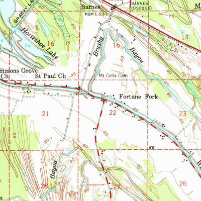 United States Geological Survey Talla Bena, LA-MS (1965, 62500-Scale) digital map