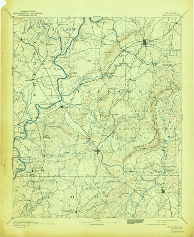 United States Geological Survey Talladega, AL (1892, 125000-Scale) digital map