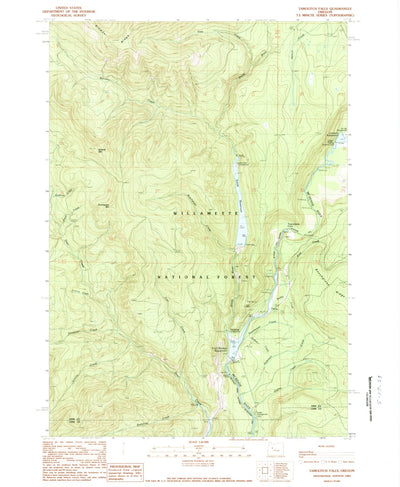 United States Geological Survey Tamolitch Falls, OR (1989, 24000-Scale) digital map